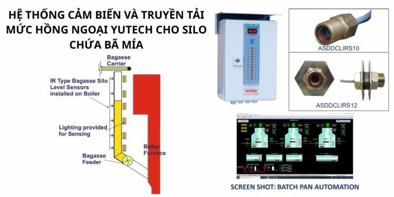 HỆ THỐNG CẢM BIẾN VÀ TRUYỀN TẢI MỨC HỒNG NGOẠI YUTECH CHO SILO CHỨA BÃ MÍA
